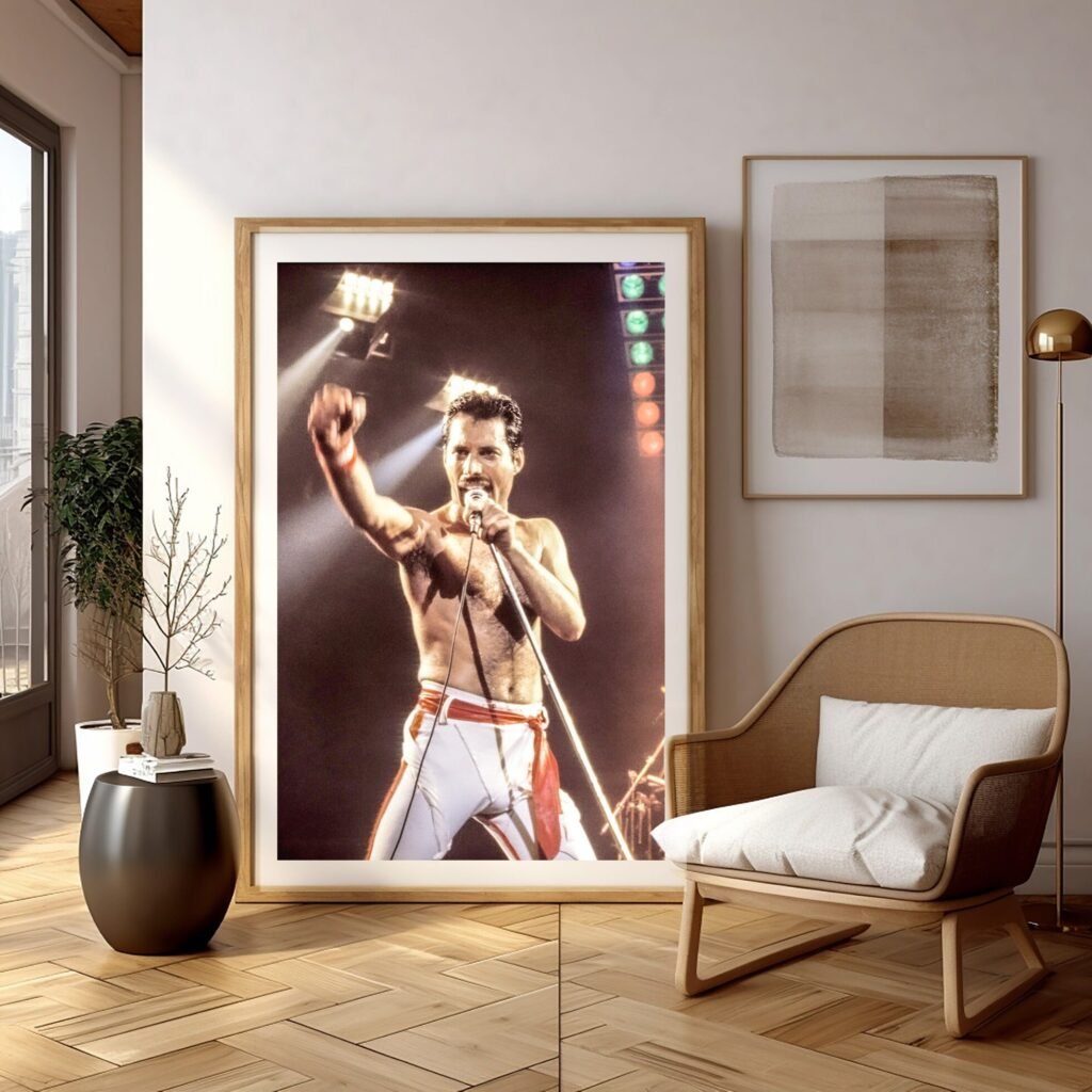 Freddie Mercury on stage poster, Queen Band Music Canvas wall art print, Bohemian Rhapsody poster - Image 3