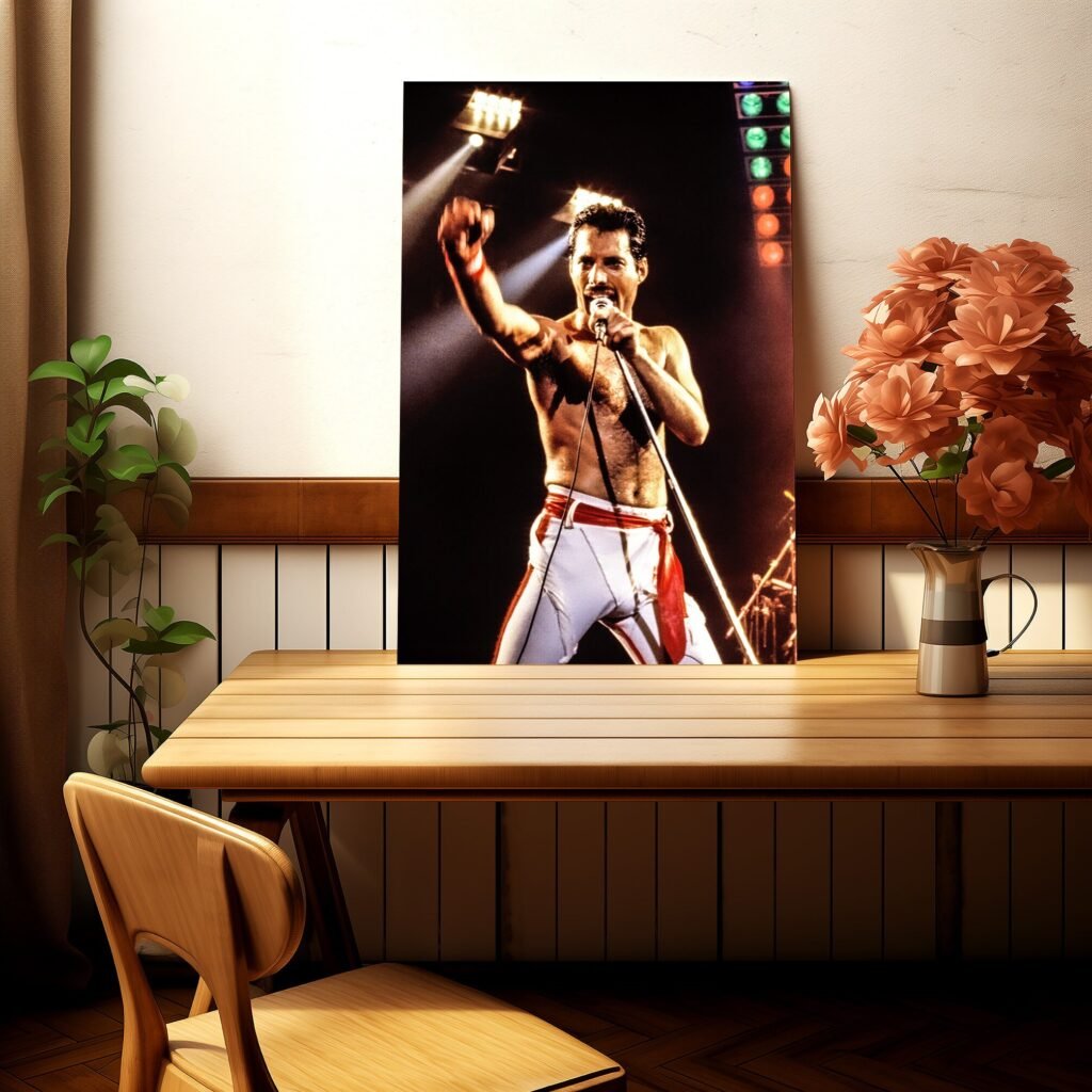 Freddie Mercury on stage poster, Queen Band Music Canvas wall art print, Bohemian Rhapsody poster - Image 5