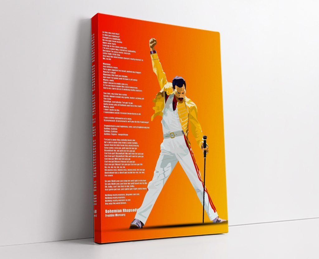 Bohemian Rhapsody Lyrics poster, Queen Freddie Mercury Music Canvas wall art print, Music fans Home decor - Image 6