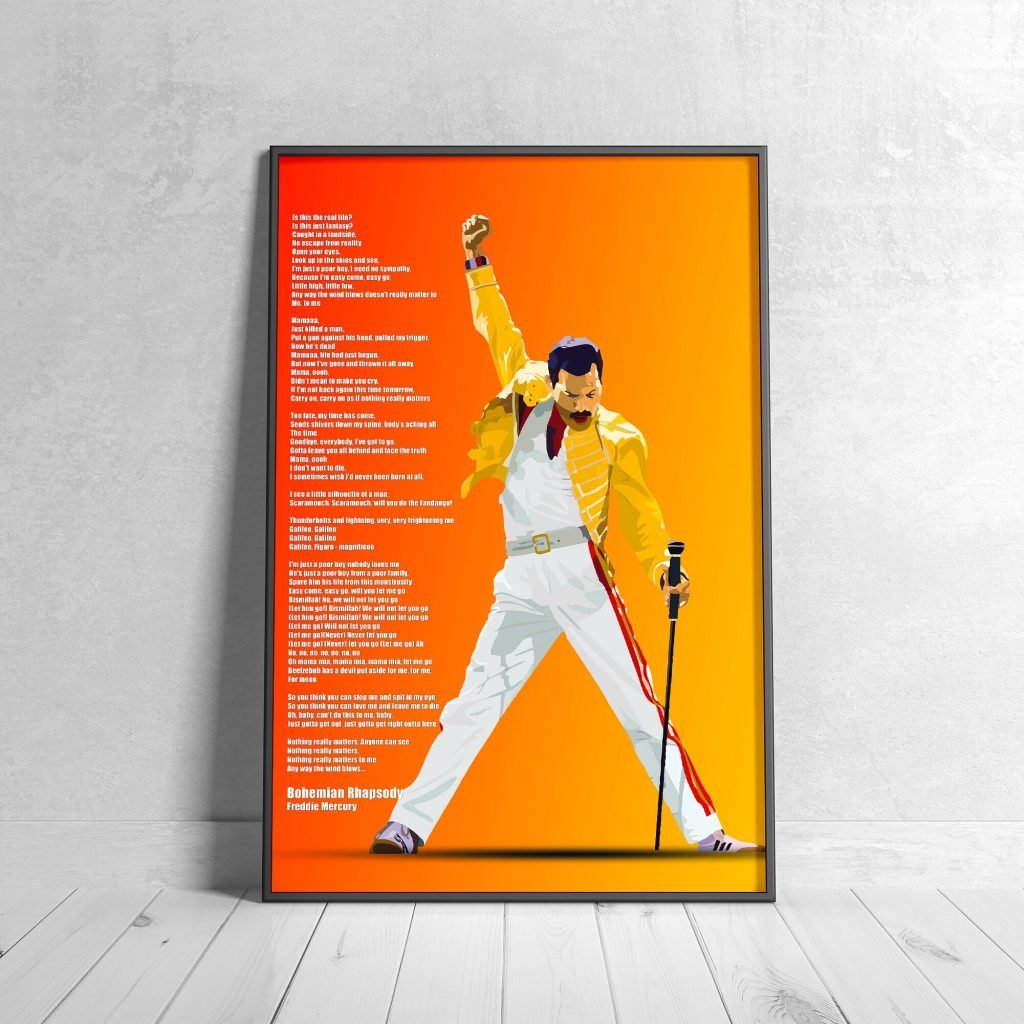 Bohemian Rhapsody Lyrics poster, Queen Freddie Mercury Music Canvas wall art print, Music fans Home decor - Image 7
