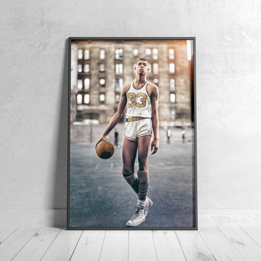 Kareem Abdul-Jabbar Young poster, Legendary NBA Canvas wall art, Basketball NBA print, Iconic sports poster - Image 8