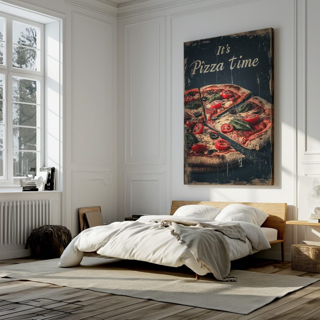 Pizza Canvas print, Kitchen Wall artwork, Pizza art, Food lovers large canvas, Italia, Vintage Kitchen home decor - Image 4