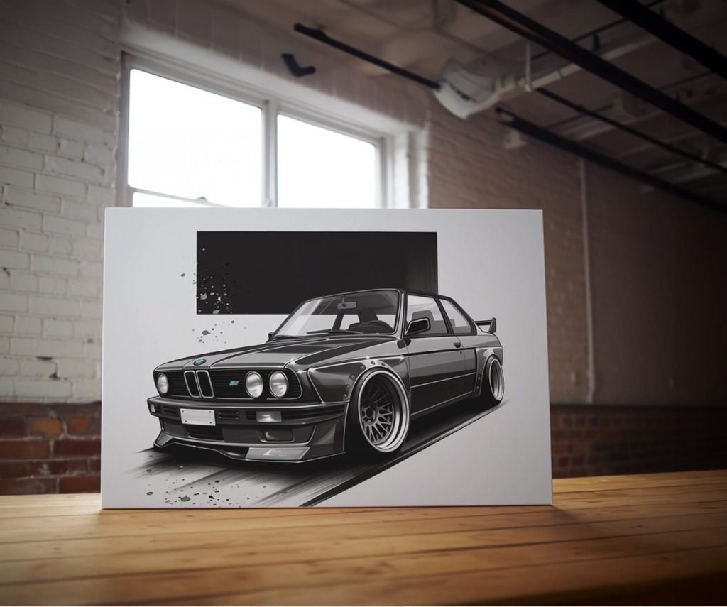 BMW e30 Canvas Wall Art print  - Auto Artwork for Living Room or Man Cave - E46 Racing Car Home Decor - Image 5