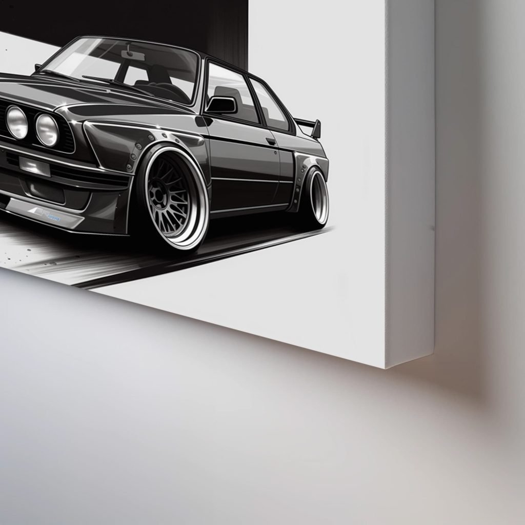 BMW e30 Canvas Wall Art print  - Auto Artwork for Living Room or Man Cave - E46 Racing Car Home Decor - Image 6