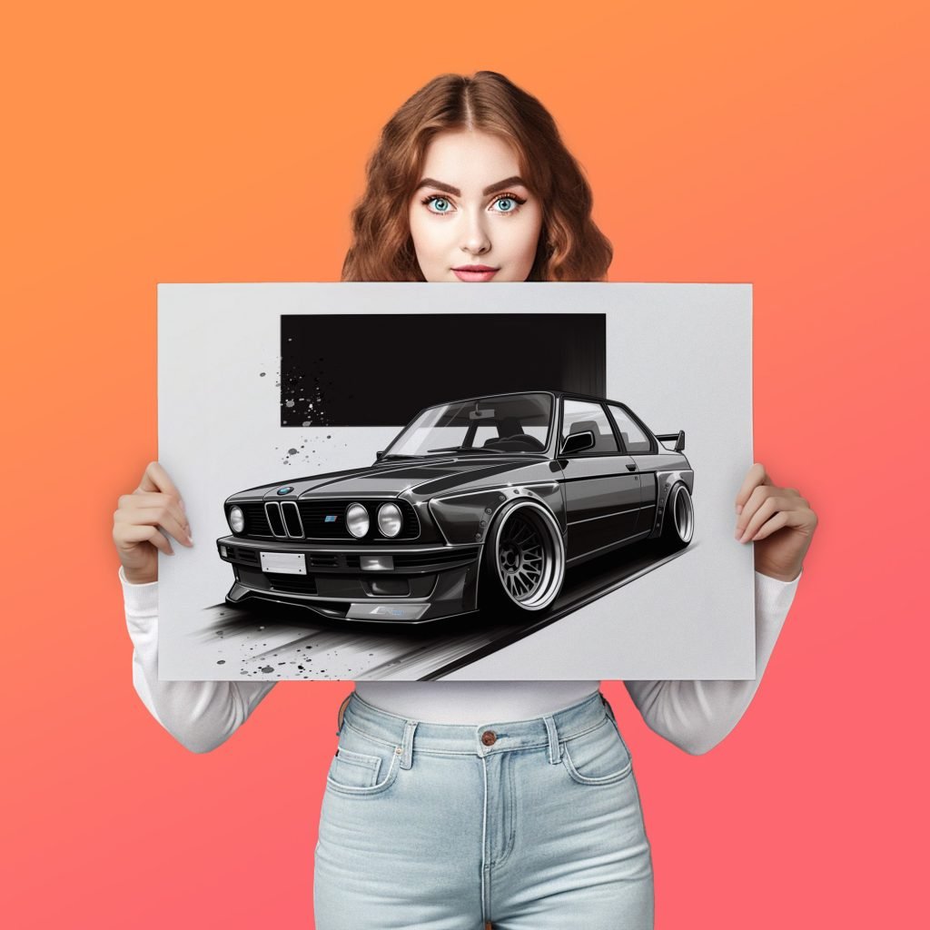 BMW e30 Canvas Wall Art print  - Auto Artwork for Living Room or Man Cave - E46 Racing Car Home Decor - Image 7