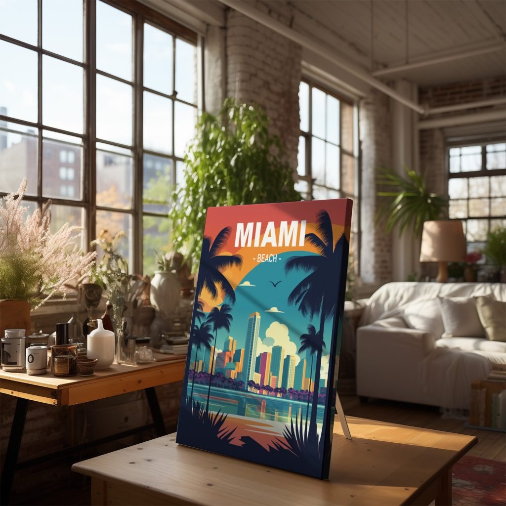 Miami Beach Canvas Wall Art print  - USA Florida State Travel Artwork - Home Decor for Living Room - Image 5