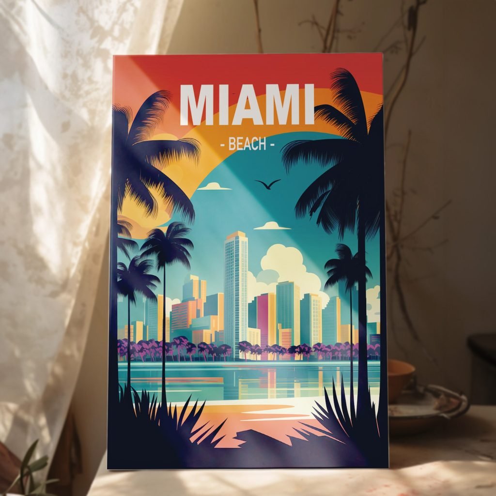 Miami Beach Canvas Wall Art print  - USA Florida State Travel Artwork - Home Decor for Living Room - Image 8