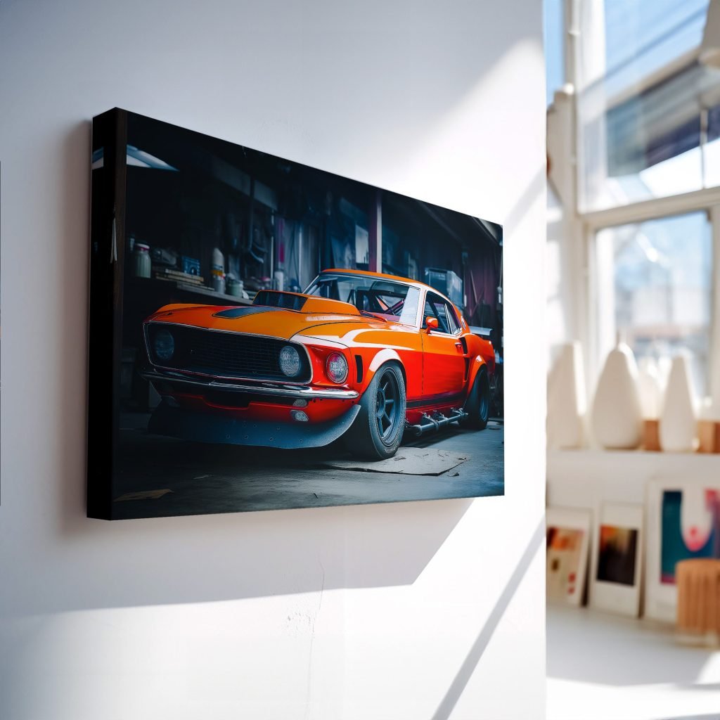 Ford Mustang Canvas Wall Art print , Racing car Vintage Canvas, Artwork for Living Room, man cave or boys room - Image 5