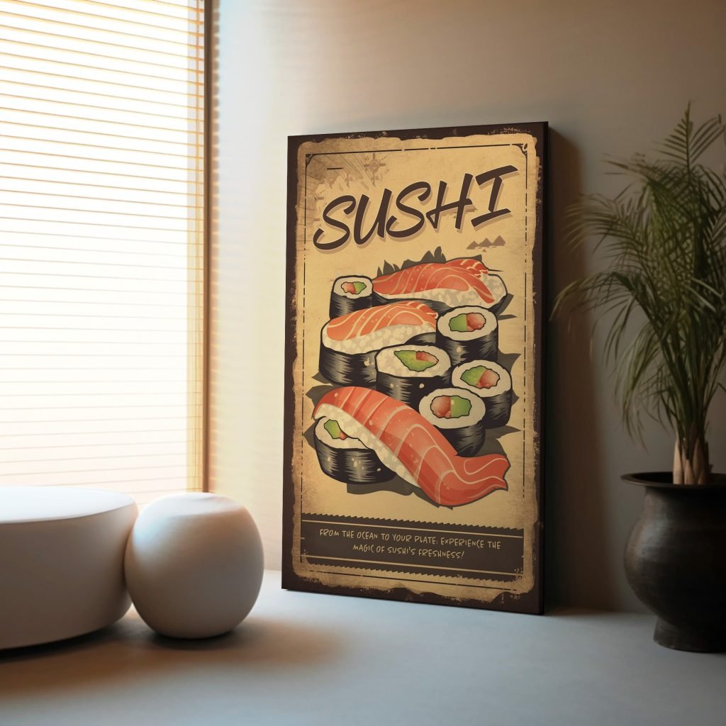Japanese Sushi Kitchen Canvas Wall Art print - Vintage Food Decor for food Lovers - Image 5