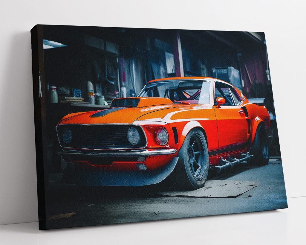 Ford Mustang Canvas Wall Art print , Racing car Vintage Canvas, Artwork for Living Room, man cave or boys room - Image 6