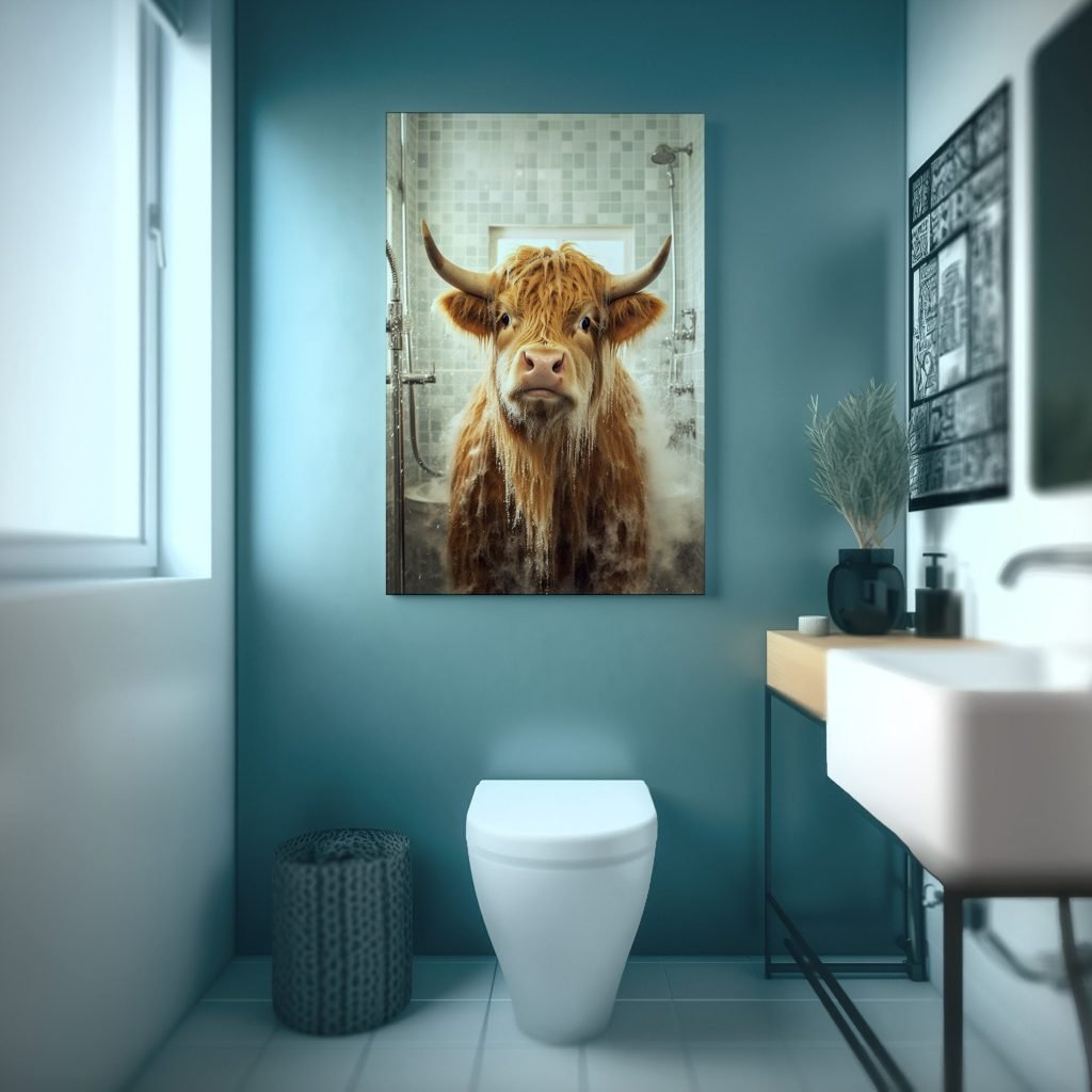 Highland Cow Canvas Wall Art print  - Living Room Decor - Rustic Highland Cow Stretched Canvas Artwork - Image 8