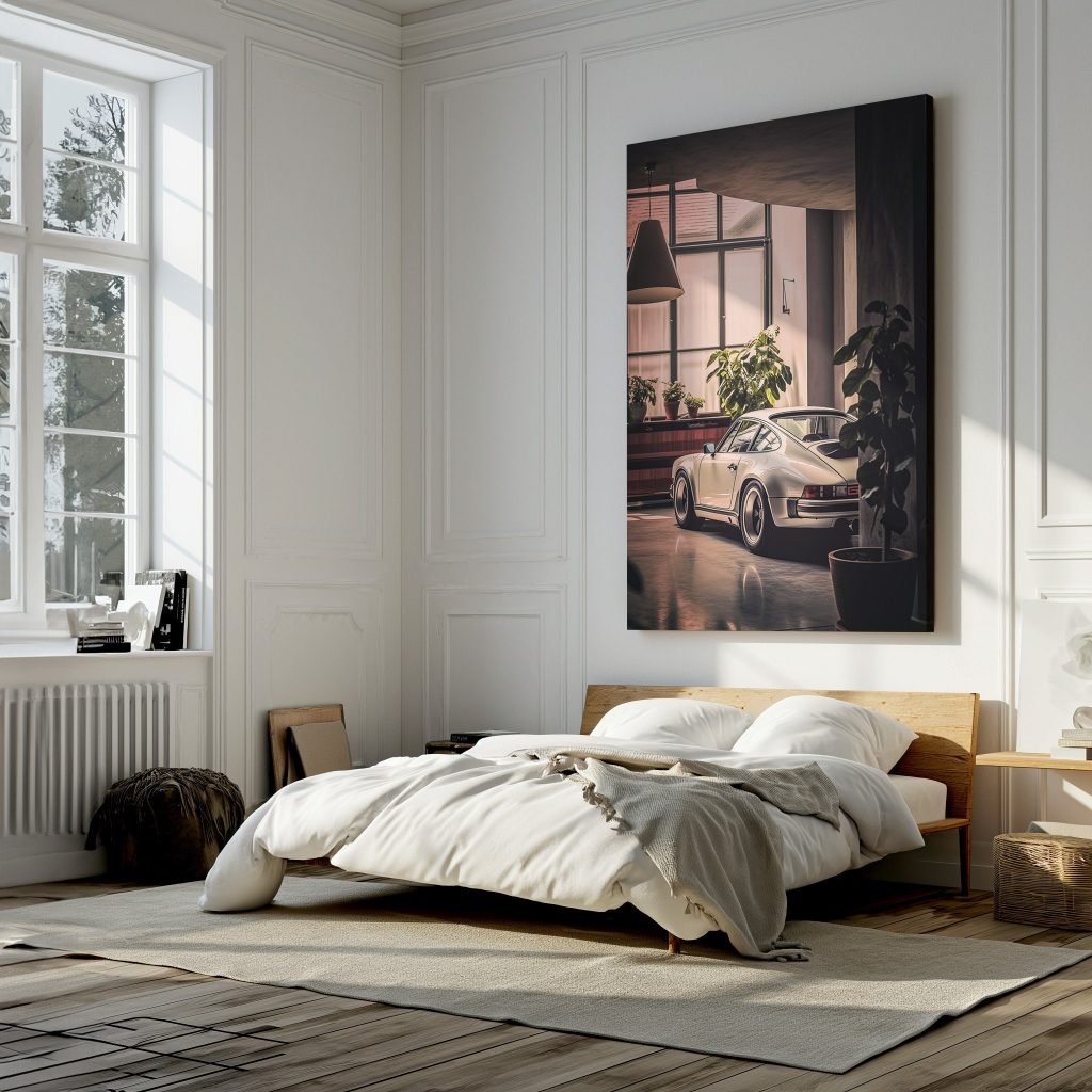 Porsche 911 Racing Car in Living Room Canvas Wall Art print  - Artwork for Man Cave or Boys Room - Image 8