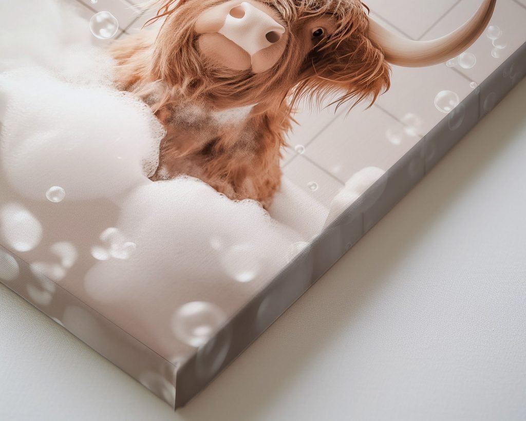 Highland Cow Hot Tub Canvas - Animal Print Bathroom Wall Art - Home Decor - Image 3