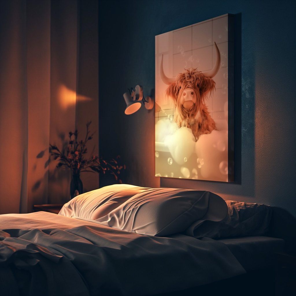 Highland Cow Hot Tub Canvas - Animal Print Bathroom Wall Art - Home Decor - Image 6