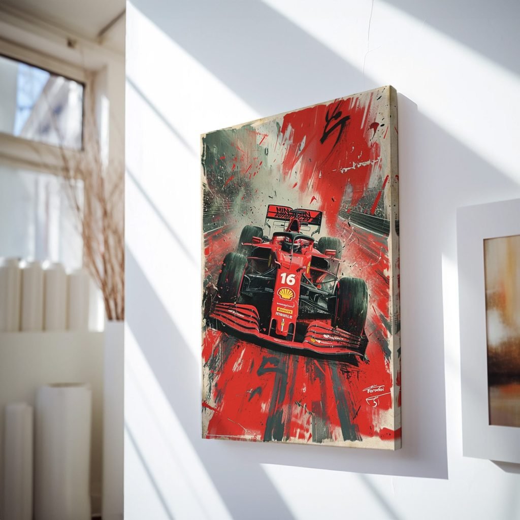 Charles Leclerc Ferrari F1 Poster, Formula 1 Ferrari Canvas Wall art print, Formula 1 Canvas Wall Art - Image 5