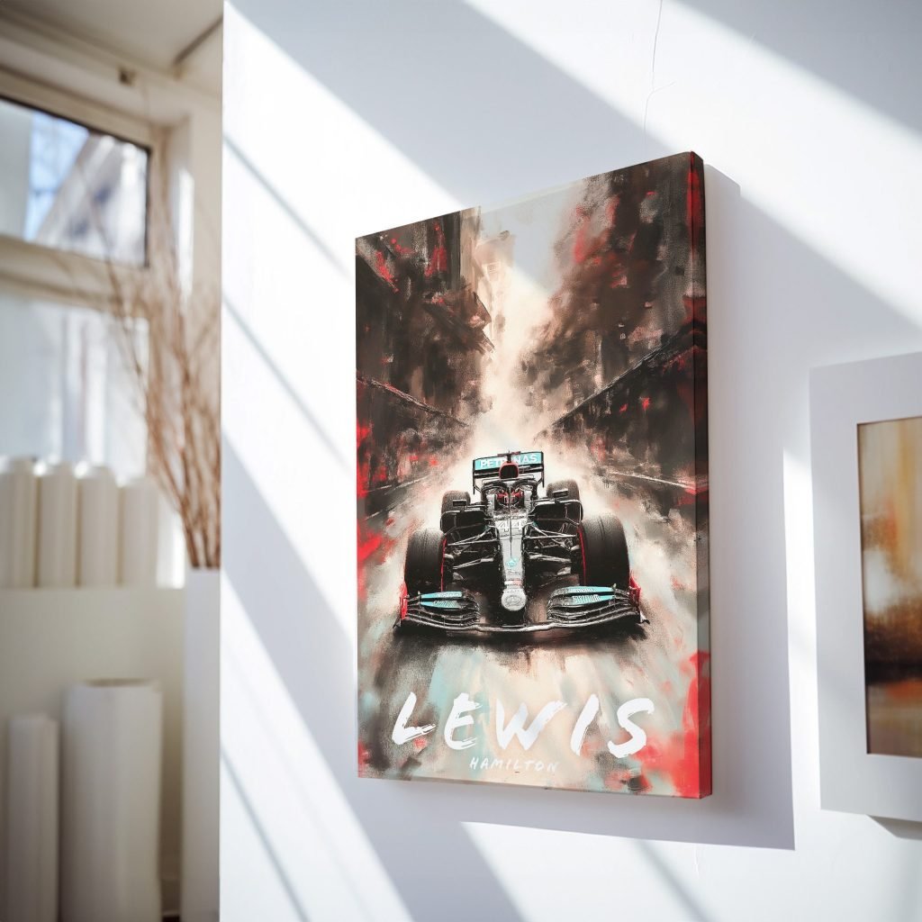 Lewis Hamilton Poster, Formula 1 Mercedes F1 car canvas wall art, Sports poster - Image 3