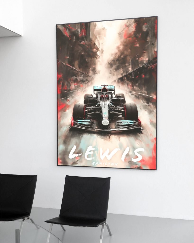 Lewis Hamilton Poster, Formula 1 Mercedes F1 car canvas wall art, Sports poster - Image 8