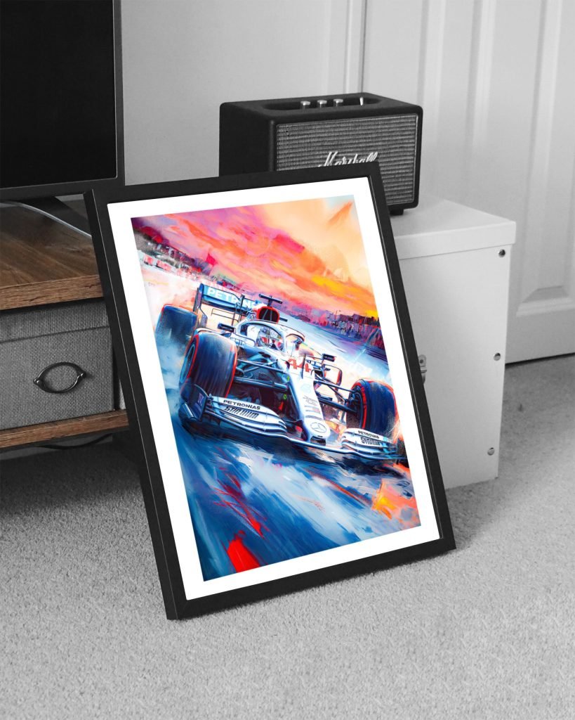 Lewis Hamilton F1 Poster, Mercedes Formula 1 canvas wall art print, Mercedes AMG F1, Sports poster - Image 4