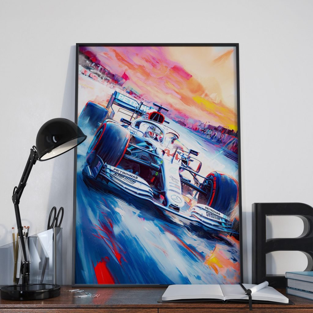 Lewis Hamilton F1 Poster, Mercedes Formula 1 canvas wall art print, Mercedes AMG F1, Sports poster - Image 9