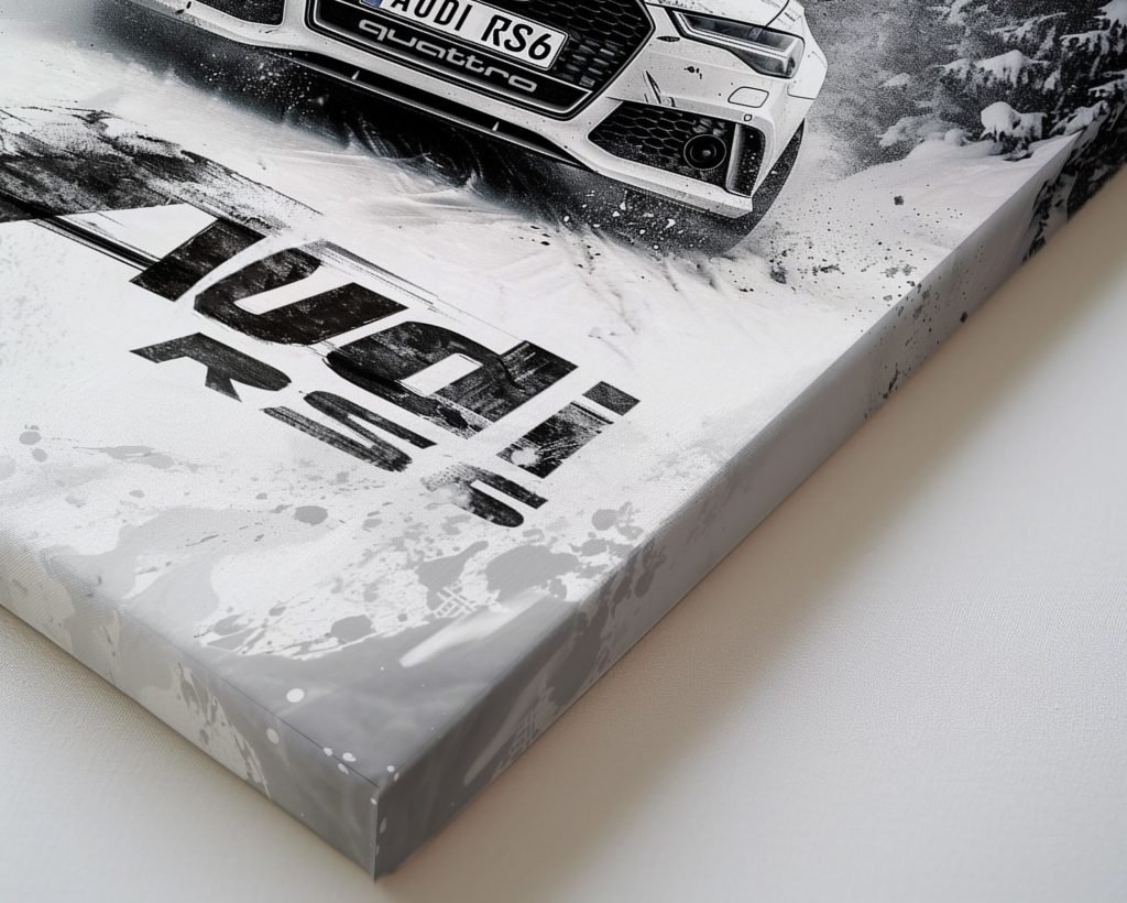 Audi RS6 Canvas Wall Art Print - Snowy Race Car for Living Room or Boys Bedroom - Image 4