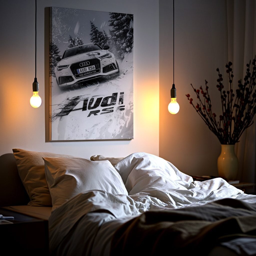 Audi RS6 Canvas Wall Art Print - Snowy Race Car for Living Room or Boys Bedroom - Image 6