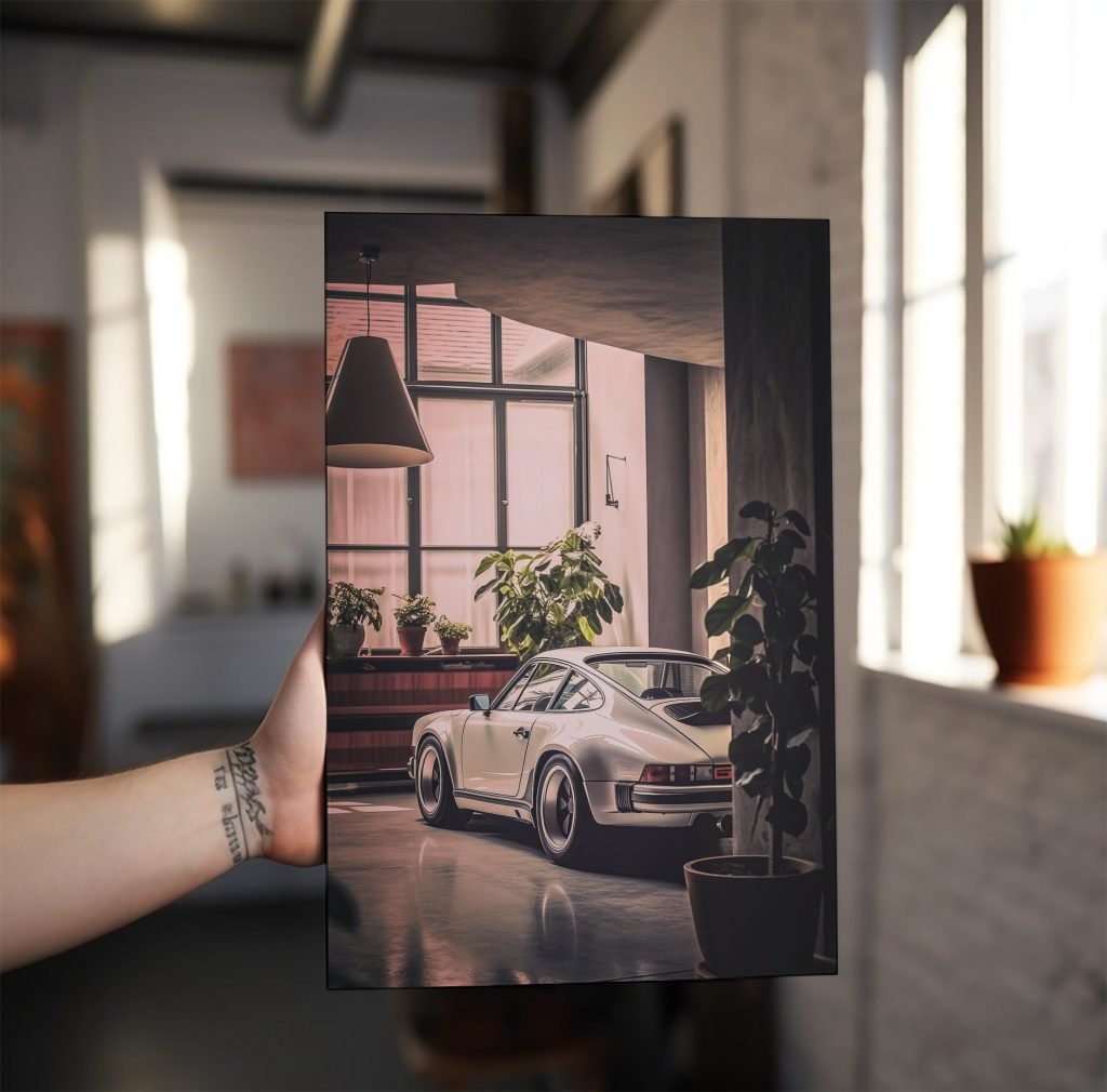 Porsche 911 Racing Car in Living Room Canvas Wall Art print  - Artwork for Man Cave or Boys Room - Image 3