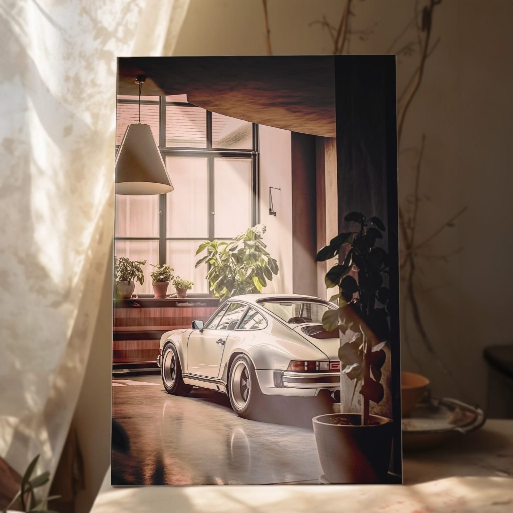 Porsche 911 Racing Car in Living Room Canvas Wall Art print  - Artwork for Man Cave or Boys Room - Image 6