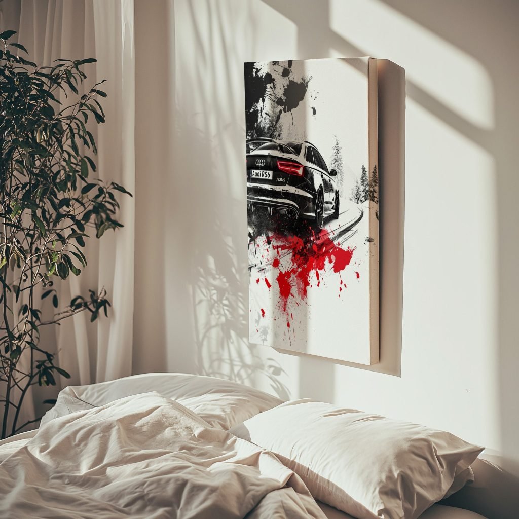 Audi RS6 Race Car Canvas Wall Art - Snowy Artwork for Living Room or Boys Bedroom - Image 4