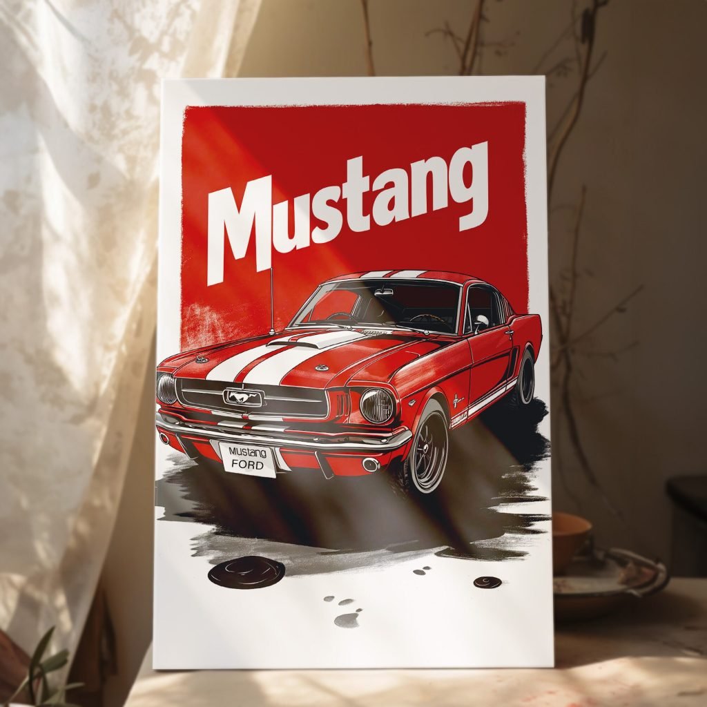 Vintage Ford Mustang Canvas Wall Art - Racing Car Print for Living Room Man Cave or Boys Room - Image 4