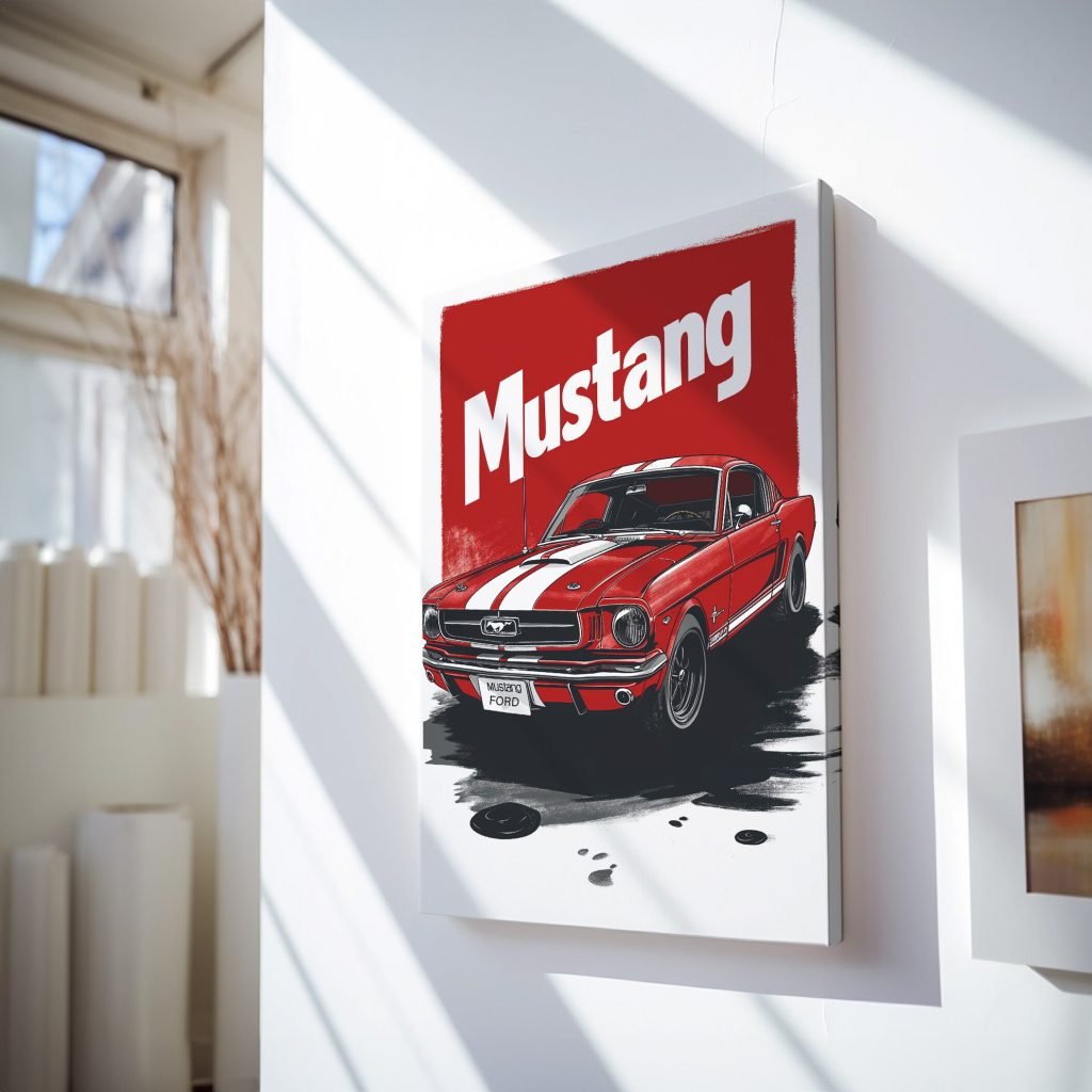 Vintage Ford Mustang Canvas Wall Art - Racing Car Print for Living Room Man Cave or Boys Room - Image 5
