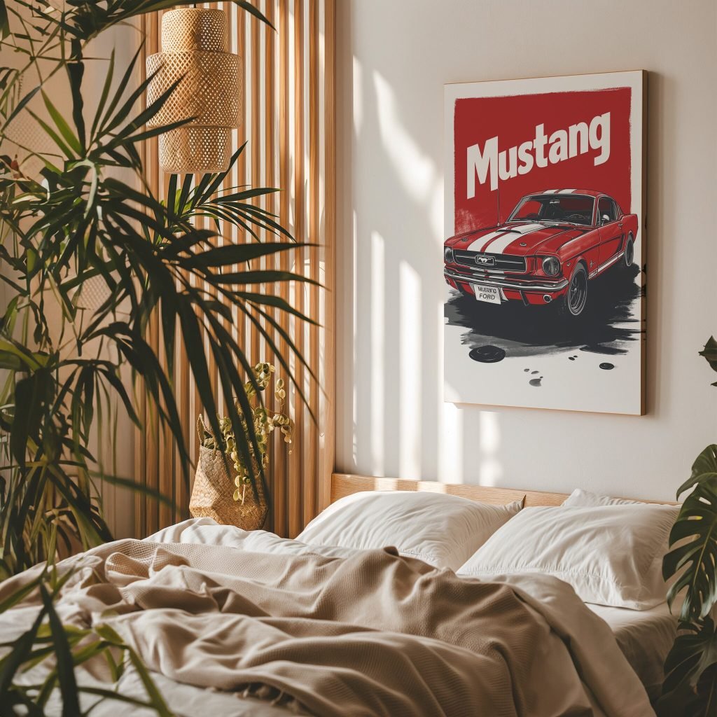 Vintage Ford Mustang Canvas Wall Art - Racing Car Print for Living Room Man Cave or Boys Room - Image 6