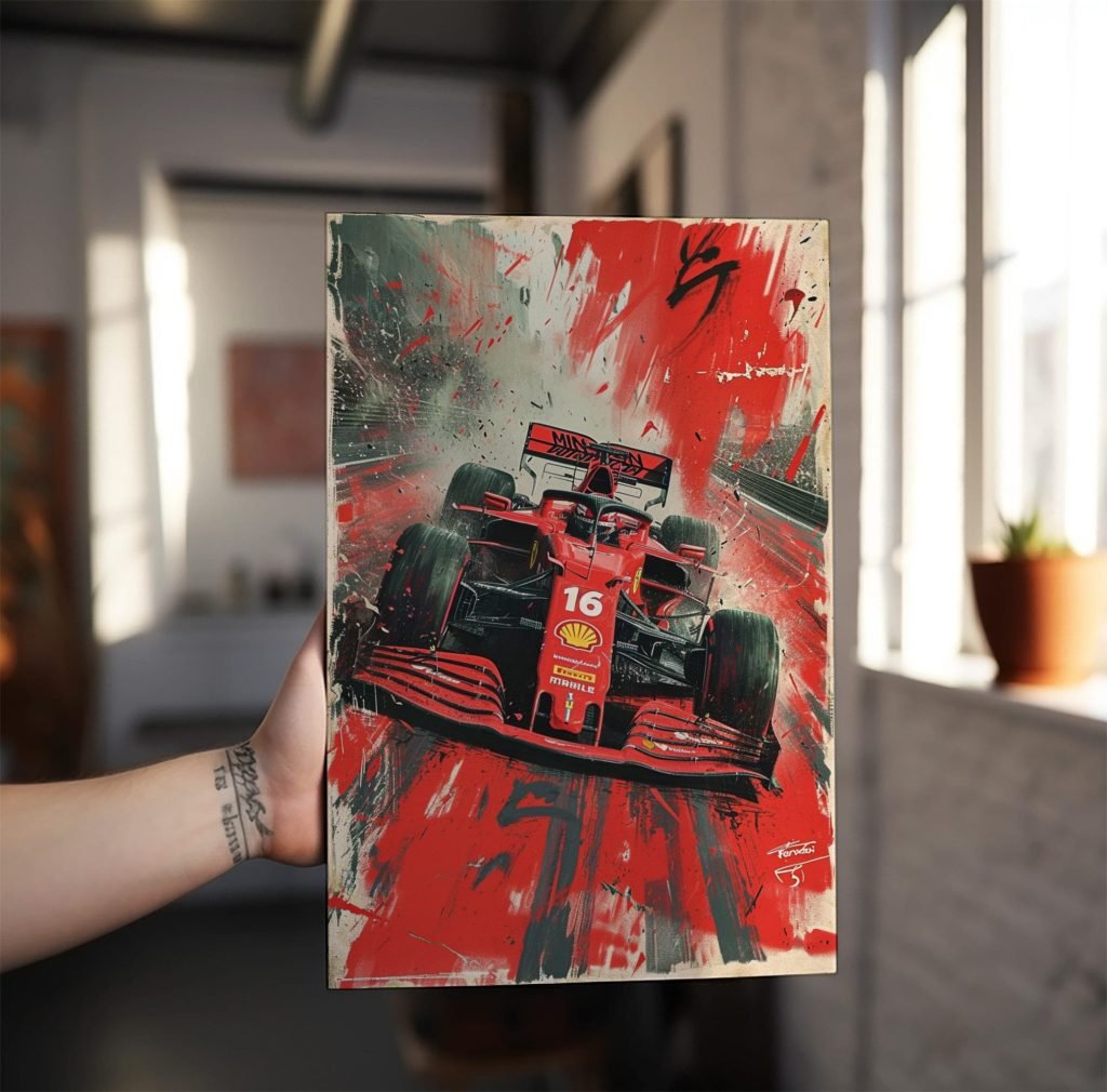 Charles Leclerc Ferrari F1 Poster, Formula 1 Ferrari Canvas Wall art print, Formula 1 Canvas Wall Art - Image 3