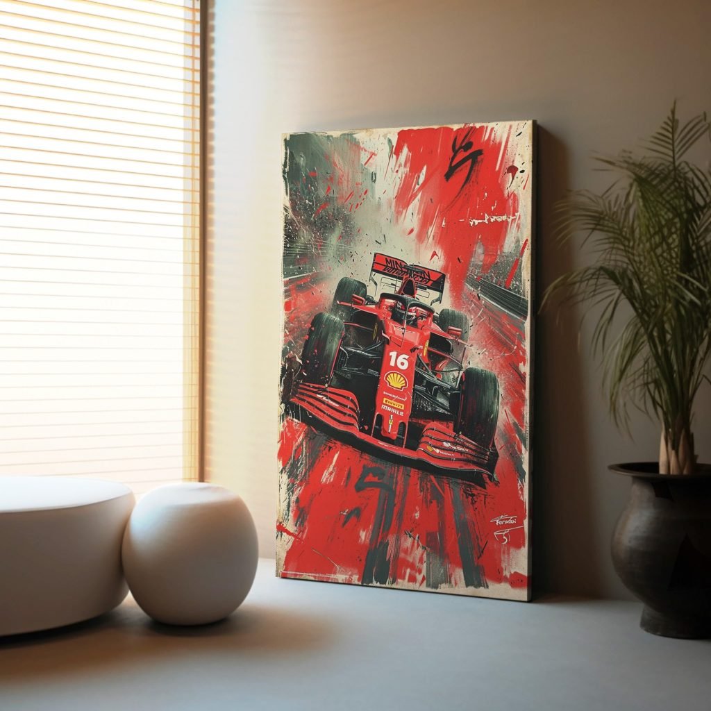 Charles Leclerc Ferrari F1 Poster, Formula 1 Ferrari Canvas Wall art print, Formula 1 Canvas Wall Art - Image 4