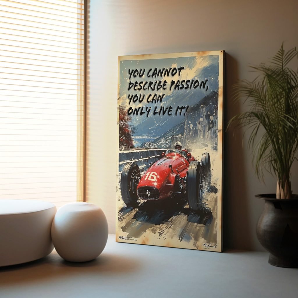 Retro Enzo Ferrari F1 Poster, Vintage Formula 1 Ferrari Canvas Wall art print, Formula 1 Canvas Wall Art - Image 4