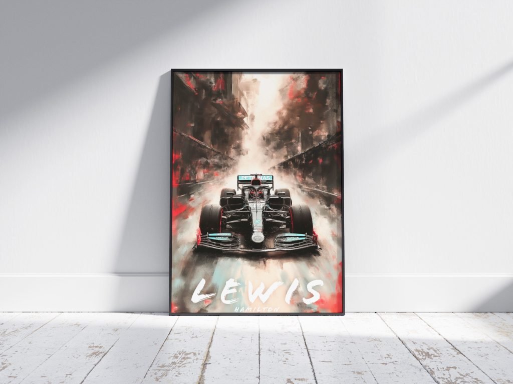 Lewis Hamilton Poster, Formula 1 Mercedes F1 car canvas wall art, Sports poster - Image 4