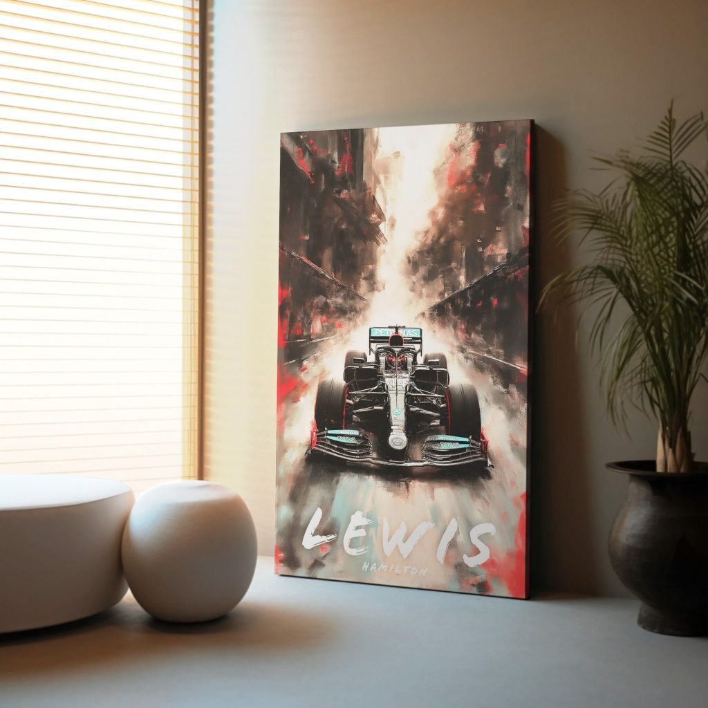 Lewis Hamilton Poster, Formula 1 Mercedes F1 car canvas wall art, Sports poster - Image 5