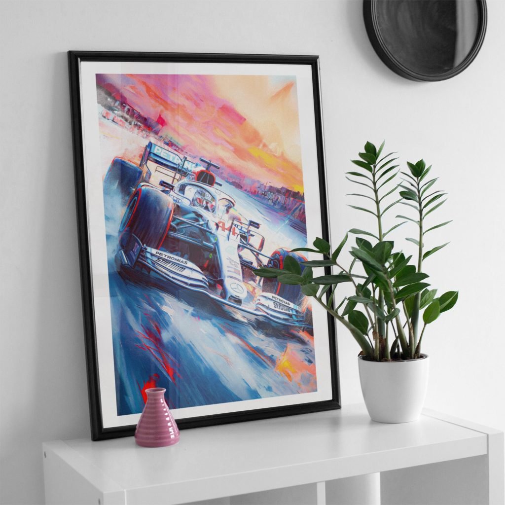 Lewis Hamilton F1 Poster, Mercedes Formula 1 canvas wall art print, Mercedes AMG F1, Sports poster - Image 5