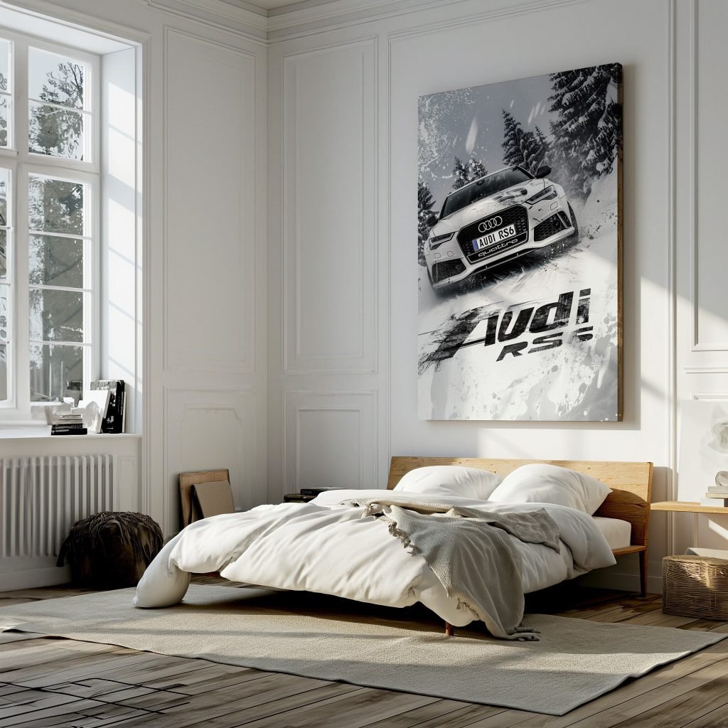 Audi RS6 Canvas Wall Art Print - Snowy Race Car for Living Room or Boys Bedroom - Image 7