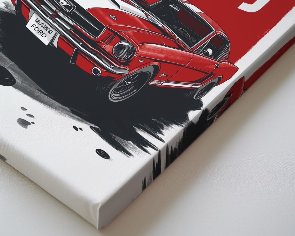 Vintage Ford Mustang Canvas Wall Art - Racing Car Print for Living Room Man Cave or Boys Room - Image 3