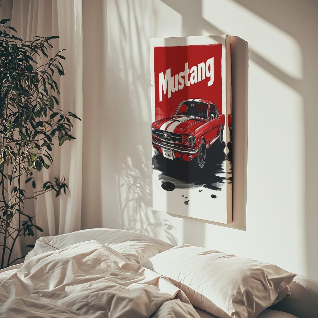 Vintage Ford Mustang Canvas Wall Art - Racing Car Print for Living Room Man Cave or Boys Room - Image 7