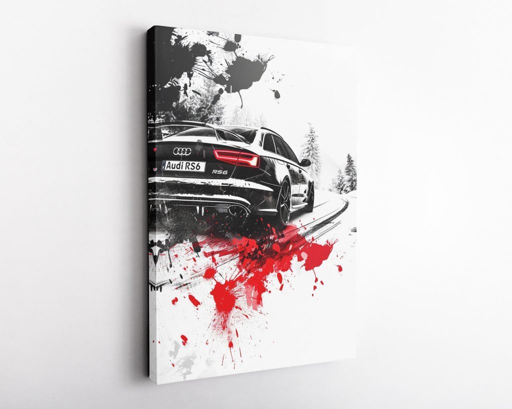 Audi RS6 Race Car Canvas Wall Art - Snowy Artwork for Living Room or Boys Bedroom - Image 8