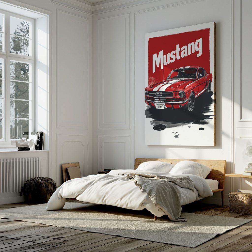 Vintage Ford Mustang Canvas Wall Art - Racing Car Print for Living Room Man Cave or Boys Room - Image 8
