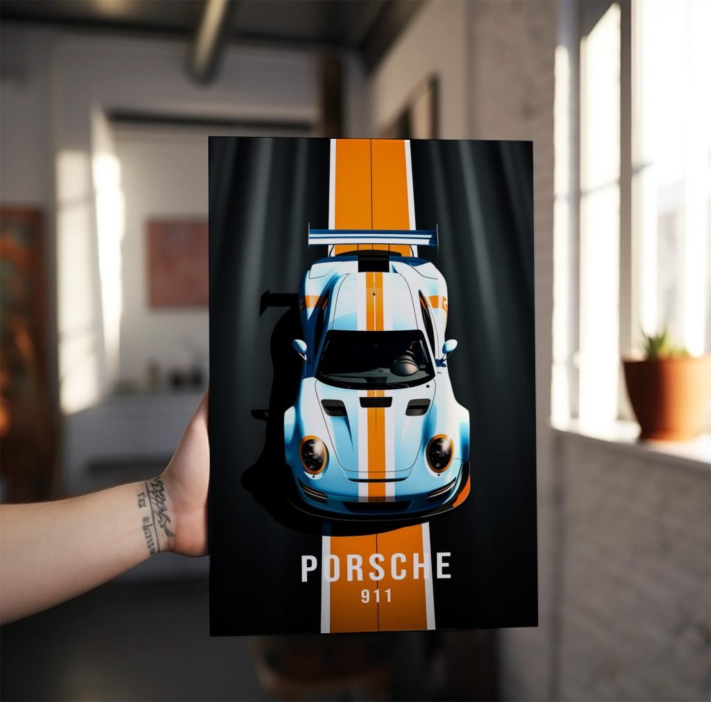 Porsche 911 Canvas Wall Art print , Racing Car Artwork Decor for Living Room, Man Cave or Boys Room - Image 3