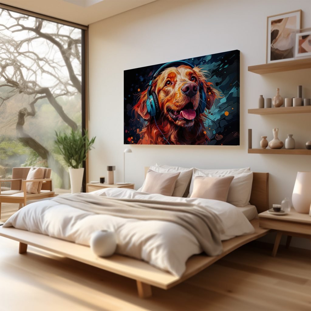 Golden Retriever Dog Canvas Wall Art print , Stretched Canvas for kids room or Living Room, Boys or Girls kids room - Image 5