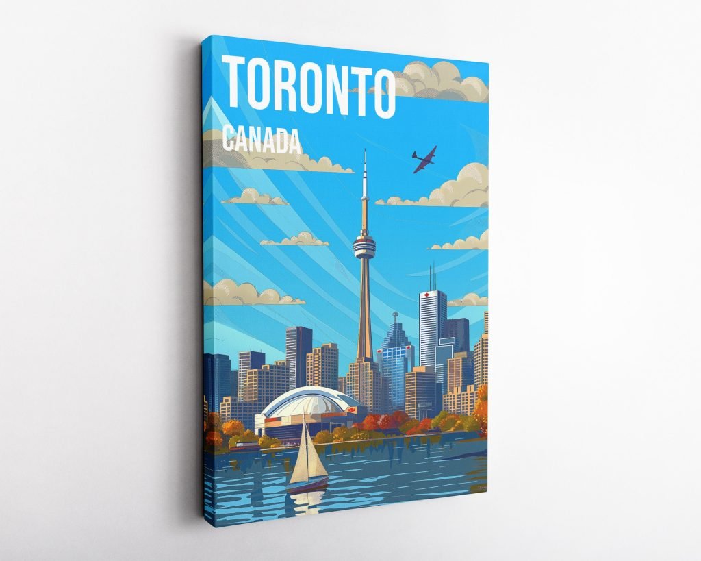 Toronto Skyline Canvas Wall Art Print - Canada Ontario Cityscape Wall Art - Modern Home Decor for Living room - Image 3