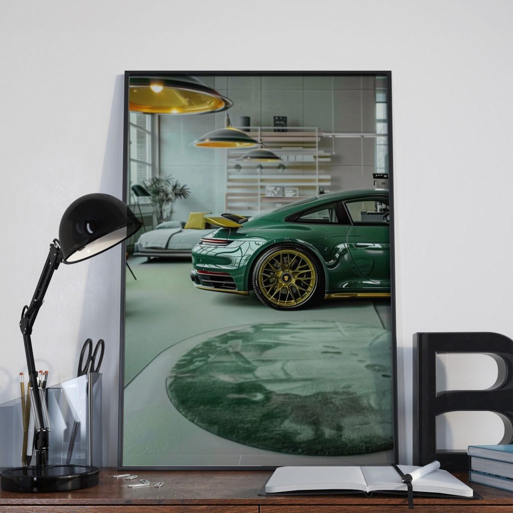 Porsche 911 Racing Car in Living Room, poster or Canvas Wall Art print - Image 8