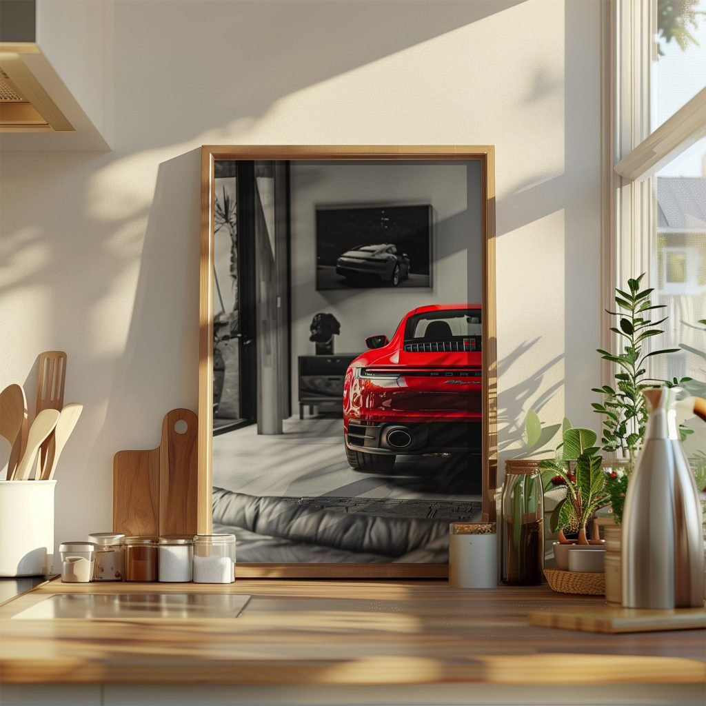 Red Porsche 911 Racing Car Poster or Canvas Print for Living Room - Car fans Wall Art gift idea - Image 5