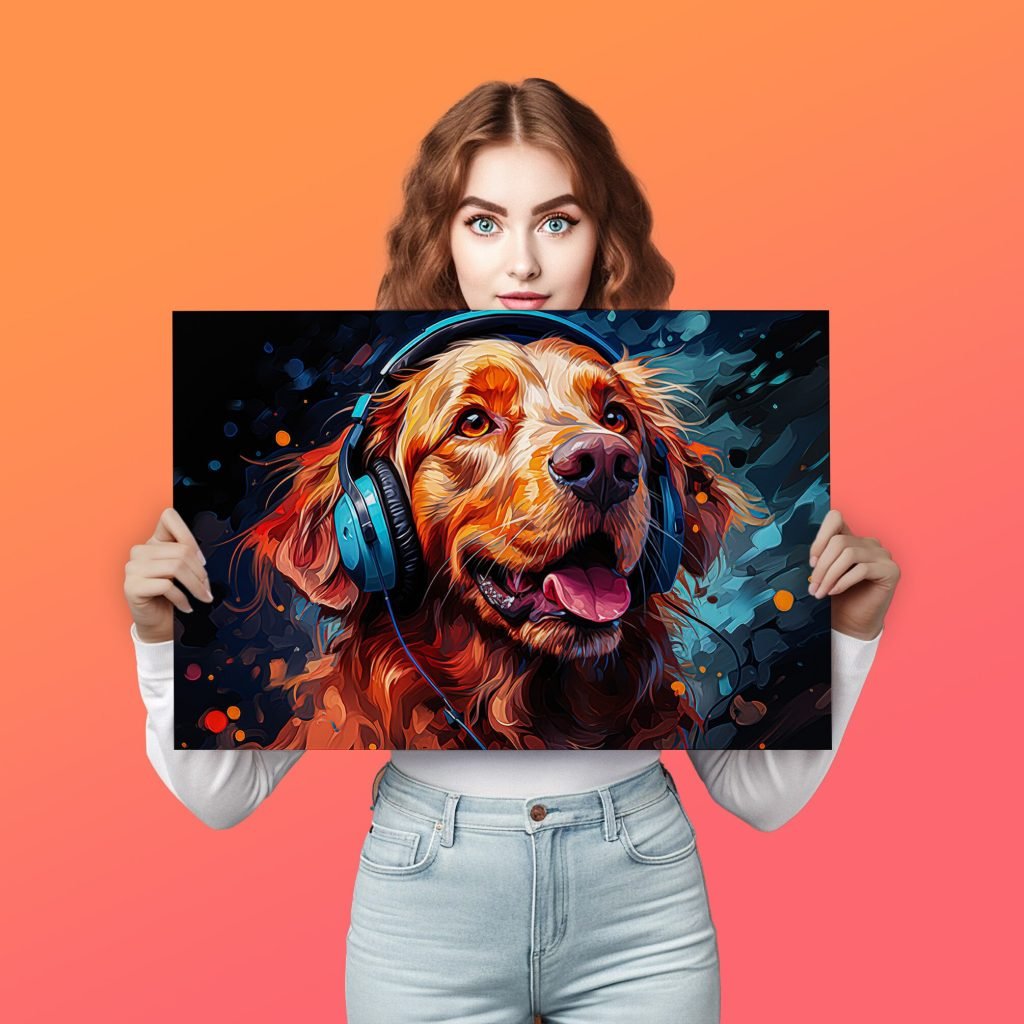 Golden Retriever Dog Canvas Wall Art print , Stretched Canvas for kids room or Living Room, Boys or Girls kids room - Image 4