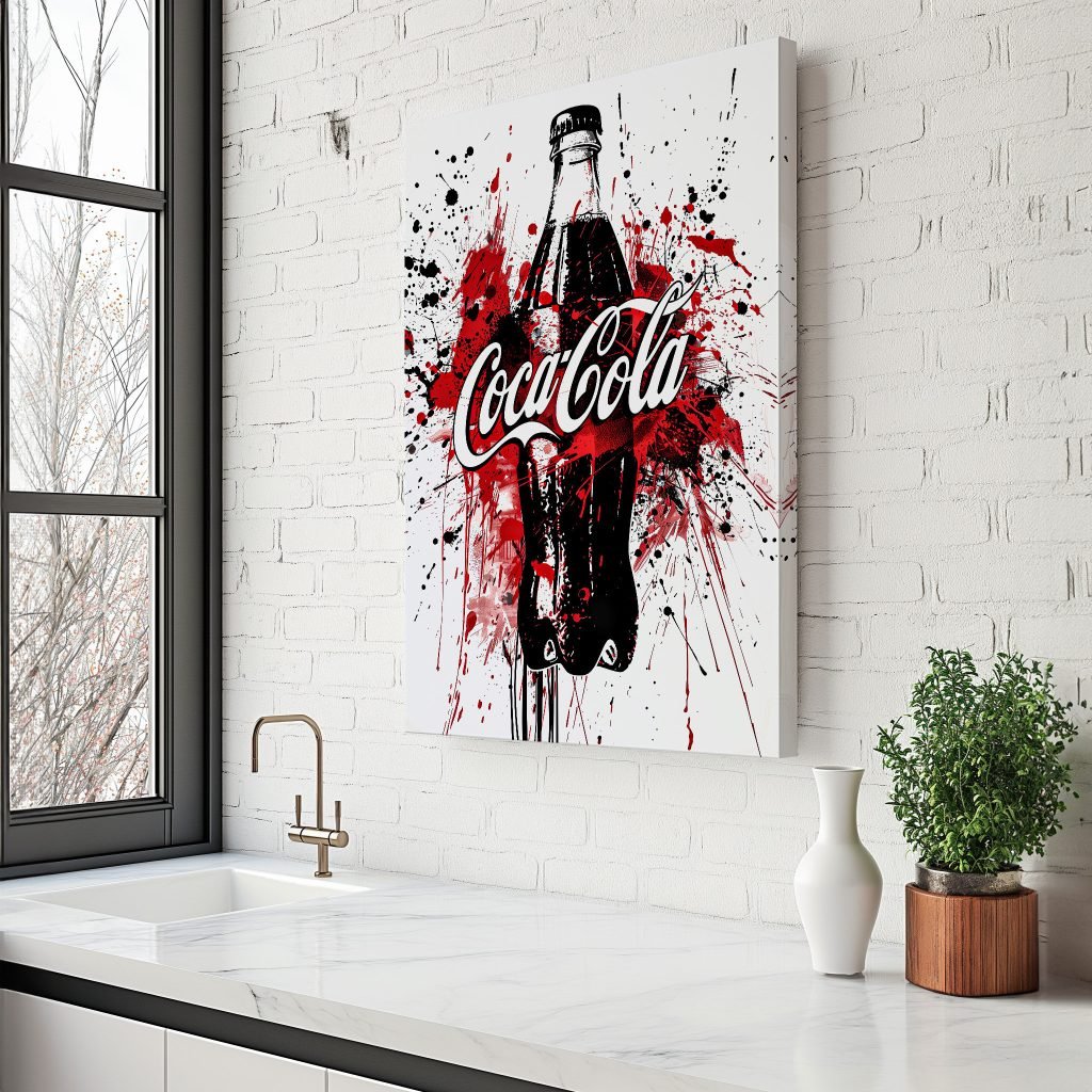 Abstract Coca-cola Bottle Splash Art - Beverage-Inspired Wall Canvas - Urban Style Kitchen Decor - Image 3