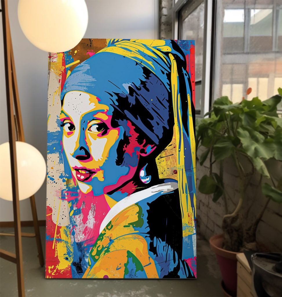 Girl with a Pearl Earring Graffiti Art, Modern Urban Canvas Print, Classic Portrait with Street Art Style, Colorful Wall Art for Home - Image 3